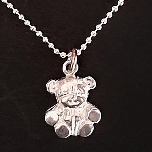 Anklet 925 Sterling Silver Chain and Teddy Bear Charm